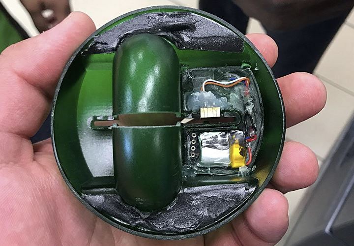 Inside an ATM skimming device